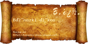 Bánszki Ákos névjegykártya